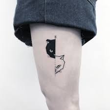 Black And White Cat Tattoo Designs 