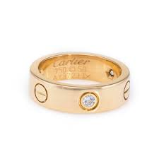 Cartier 3 Diamond Love Ring 18k Yellow Gold Sz 50 5 1 4 In