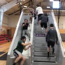The stairs have been designed so that there's a lower landing where one can fully stand up at the top, before sitting down to get into bed. In The Know Innovation Workout Slide And Stairs Are The Perfect Exercise Facebook
