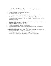 We did not find results for: Latihan Soal Ulangan Persamaan Dan Fungsi Kuadrat 1 Tentukan Himpunan Penyelesaian 9x2 6x 1 0 2 Tentukan Jenis Aka Dan Math Math Equations