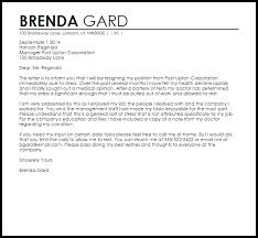 Simple resignation with one month notice. Resignation Letter Example Due To Stress Letter Samples Templates