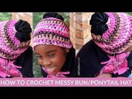 How To Crochet A Messy Bun Hat Beanie For Beginners Youtube Crochet Crochet Messy Bun Messy Bun Hat