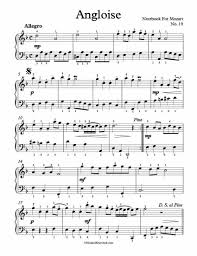 Free Piano Sheet Music Angloise No 19 Notebook For Mozart Wolfgang Enjoy Piano Sheet Music Piano Sheet Piano Sheet Music Free