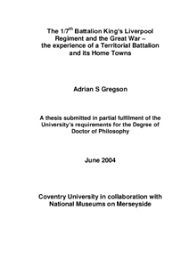 The 1/7th Battalion King's Liverpool Regiment and the Great War