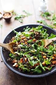 Roasted Sweet Potato Wild Rice And Arugula Salad Pinch Of Yum Arugula Salad Recipes Roasted Sweet Potatoes Salad Recipes