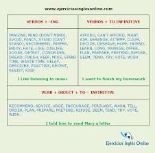 Resultado De Imagen De Verbos Mas Infinitivos En Ingles Ejercicios De Ingles Ingles Verbos Ingles