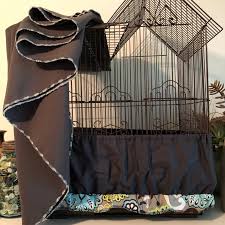 Bird Cage Skirt Seed Catcher 2 Piece Set Charcoal Gray Bird Cage Seed Catcher Skirt Matching Cover Small Animal Cage Charcoal Grey Bird Cage