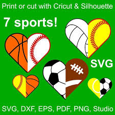 Download 7 Sports Half Hearts Svg Files For Cricut Silhouette 14 Etsy Cricut Sports Mom Sports