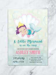 Mermaid Baby Invite Mermaid Baby Shower Invitation Under The Sea Baby Invite Baby Mermaid Party Invitation Mermaid Printable Invite Tda Party On Paper