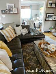 How To Style A Dark Leather Sofa Den Makeover Beneath My Heart Leather Couches Living Room Leather Sofa Living Room Couches Living Room
