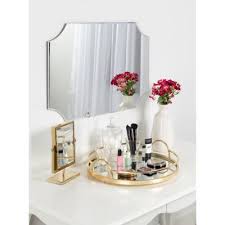 Get contact details & address of companies manufacturing and supplying decorative idea of wedding tray. Kate And Laurel Naples Gold Decorative Tray 210927 The Home Depot Mirror Tray Decor Glass Tray Decor Mirror Tray