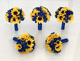 This royal blue and white wedding dress is lined with silver and gray, picking up the light as it moves. Pricing In Description Sunflower Royal Blue Bouquet Sunflower Etsy Sunflower Bridal Bouquet Bridal Sunflowers Royal Blue Bouquet