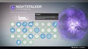 The nightstalker is the last of the three hunter subclasses you'll unlock in destiny 2, and you'll find it's worth the wait. Nightstalker Subclass Overview Updated