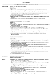 Collections Specialist Resume Samples Velvet Jobs