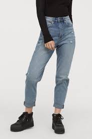 Mom High Ankle Jeans Light Denim Blue Ladies H M Ca Mom Jeans Blue Mom Jeans Light Denim
