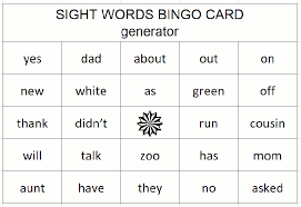 Bingo card template word : Generate Sight Word Bingo Cards In Excel