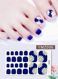 Witte bloem teennagel sticker madeliefje bloemen teen nagel blauw roze  laser zilver geel zelfklevende nail art stickers YMZSeries