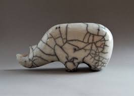 Ceramic Sculpture Rhinoceros Figurine Pottery Raku Black Art And Collocation Original Gift Handmade Handmade Ceramics Ceramic Sculpture Animal Figurines