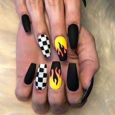 Most popular nail art design ideas 2020. Encore De 70 Idees Finalite D39ongles De Mausolee Obscur Mat Entre La Tradition 2019 Checkered Nails Pretty Acrylic Nails Fake Nails