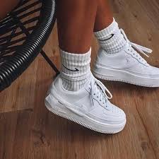 Black Air Forces With White Socks Love That For Me X Nike Socks Outfit Sock Outfits White Nike Socks