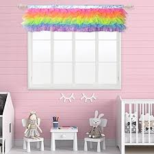 The fantasy rod pocket valance features a gorgeous classic print and tassel trim. Rainbow Valance For Girls Bedroom Tulle Tutu Unicorn Valance For Baby Nursery Room Window 52 16 Unicorn Room Decor Buy Online At Best Price In Uae Amazon Ae