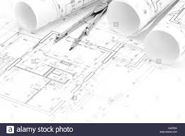 Filmrollen Architekturplane Und Grundriss Mit Kompass Zeichnen Stockfotografie Alamy