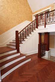 Custom Mahogany Staircase With Cherry Stair Treads And Solid Cherry Herringbone Pattern Floor Stair Railing Kits Stair Railing Design Outdoor Stair Railing