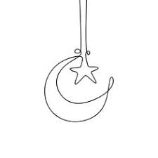 Continuous Line Drawing Of Moon And Star For Ramadan Kareem Moon Clipart Design Flat Png And Vector With Transparent Background For Free Download Line Art Vector Simple Line Drawings Line Art