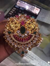 Stunning 22k Gold Pendant Studded With Precious Rubies Emeralds White Stones And Small Golden Balls Appr Stone Pendants Gold Necklace Designs Pendant Design