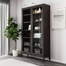 Regissor Glass Door Cabinet Brown Ikea Glasschrankturen Glasregal Regal