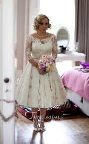 Plus Size Lace Scoop Illusion Half Long Sleeve Tea Length Wedding Tea Length Long Sleeve Wedding Dress Tea Length Wedding Dress Tea Length Wedding Dresses Lace