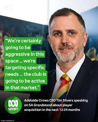 Who's lining up to join the Crows? 🐦‍⬛ On top of the AFL ladder, CEO Tim  Silvers denies there is a "war chest" at Adelaide, but will be "aggressive"  in its pursuit