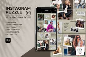 Boujee/trendy pink aesthetic collage kit! Click Social Media Instagram Puzzle Feed In Social Media Templates On Yellow Images Creative Store