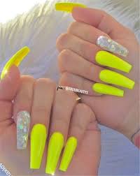 Yellow acrylic coffin summer spring bright pineapple nails. 8 Nail Yellow Design Coffin Neon Acrylic Nails Yellow Nails Design Yellow Nails