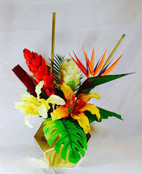These flowers are a great addition to any craft project, and can be used as table decor or centerpiece. Amazon Com Tropical Arrangement Exotic Artificial Flowers Home Office Special Events Centerpiece Handmade