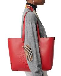 Burberry Small Embossed Crest Leather Tote In Rust Red Gold Red Lyst