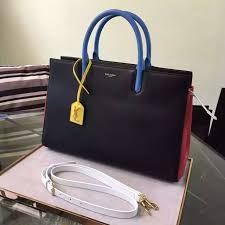 Black And Yellow Totes On Sale S S 2016 New Saint Laurent Bag Cheap Sale Saint Laurent Medium Cabas Rive Gauche Bag In Black Red Dove White Light Blue And Bags Ysl Handbags Yellow Leather