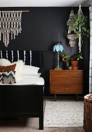 Black Walls In A Boho Bedroom Black Walls Bedroom Stylish Bedroom Home Decor
