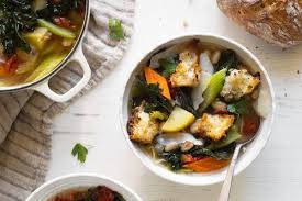 Tuscan Vegetable Soup With Ciabatta Croutons Veggie Recipes Meals Recipes