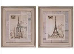 Quadri In Legno Shabby Chic Raffiguranti Parigi E New York Shabby Paesaggi Cornici