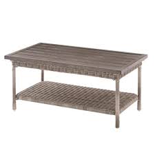 Elevate your alfresco dining experience with modern outdoor tables. Hampton Bay Beacon Park Gray Wicker Outdoor Patio Coffee Table Fws80486bg The Home Depot