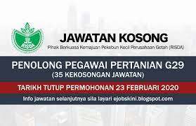 B) permohonan hendaklah dibuat secara online sahaja melalui www.jobsmalaysia.gov.my c) jawatan kosong yang diiklankan adalah bertaraf tetap/kontrak. Jawatan Kosong Risda Februari 2020