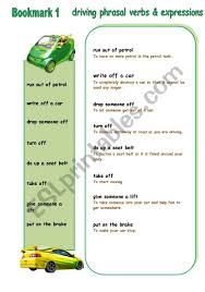 driving phrasal verbs and expressions esl worksheet by daryona