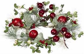 Pine Candle Ring Pine And Berry 4 5in