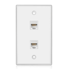 Modern ethernet cables feature a small plastic plug on each end of the cable. Ethernet Network Cat5e Wall Plate Dual 2 Rj45 Keystone Connector Socket Wiring 815656022487 Ebay