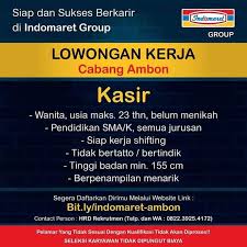 Pria / wanita (tergantung posisi) belum menikah Persyaratan Berkas 1 Surat Lamaran Info Loker Ambon Facebook