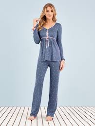 Camisola Longa Com Robe Para Maternidade O Pijama Longo Manga Longa Sweet Wishes Any Any E Delicado Todo Estampado Em Coracoeszinhos Combina A Sutil Roupas Pijamas Pijama Feminino Pijamas Sensuais