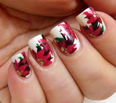 Christmas Poinsettia Nail Art Red Christmas Nails Pedicure Designs Christmas Nail Designs