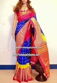 Ikkat Jari Checked Royal Blue Color Body Pinc Border Saree Pochampally Ikat Sarees Gadwal Sarees Online Shopping Directly From Weavers Paai kattam / carpet checks. ikkat jari checked royal blue color body pinc border saree