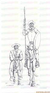 Sancho panza es un hombre simple, de apetito robusto y educacin escasa, pero lo que le falta en educacin, le sobra en sabidura popular, por lo cuando el protagonista, don quijote, decide armarse de caballero andante y emprender aventuras, le pide a su vecino sancho panza que sea su escudero. Dibujos Quijote Sancho Panza Don Quijote Dibujo Don Quijote Quijote De La Mancha